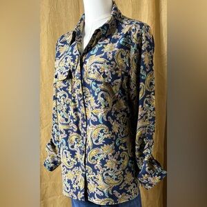 Notations Paisley Blouse in Blue and Yellow